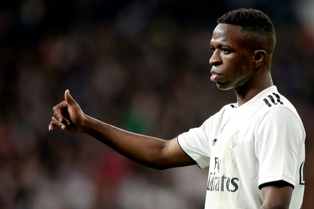 MADRID, SPAIN - FEBRUARY 27: Vinicius Junior of Real Madrid  during the Spanish Copa del Rey  match between Real Madrid v FC Barcelona at the Santiago Bernabeu on February 27, 2019 in Madrid Spain (Photo by David S. Bustamante/Soccrates/Getty Images)