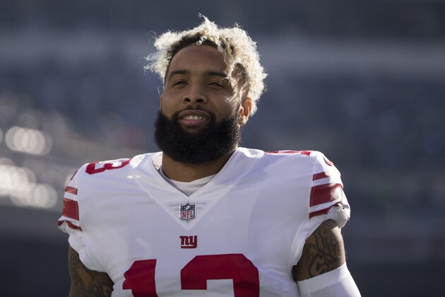 PHILADELPHIA, PA - NOVEMBER 25: Odell Beckham #13 of the New York Giants looks on prior to the game against the Philadelphia Eagles at Lincoln Financial Field on November 25, 2018 in Philadelphia, Pennsylvania. (Photo by Mitchell Leff/Getty Images)