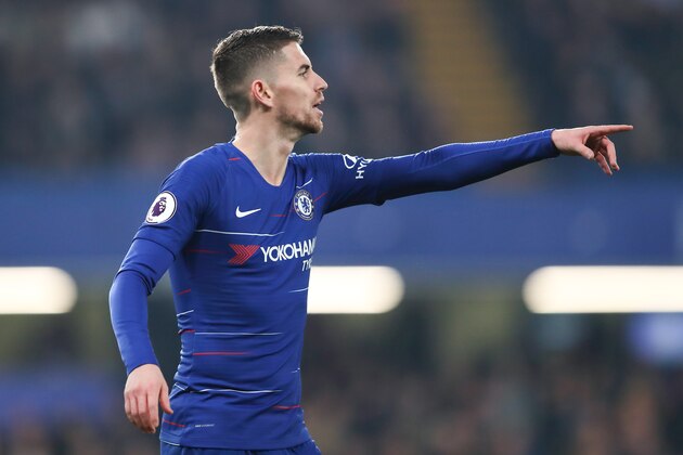 LONDON, ENGLAND - FEBRUARY 27: Jorginho of Chelsea during the Premier League match between Chelsea FC and Tottenham Hotspur at Stamford Bridge on February 27, 2019 in London, United Kingdom. (Photo by James Williamson - AMA/Getty Images)