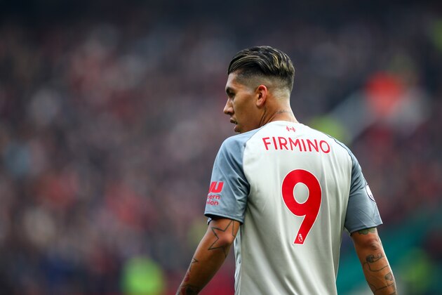 MANCHESTER, ENGLAND - FEBRUARY 24: Roberto Firmino of Liverpool during the Premier League match between Manchester United and Liverpool FC at Old Trafford on February 24, 2019 in Manchester, United Kingdom. (Photo by Robbie Jay Barratt - AMA/Getty Images)
