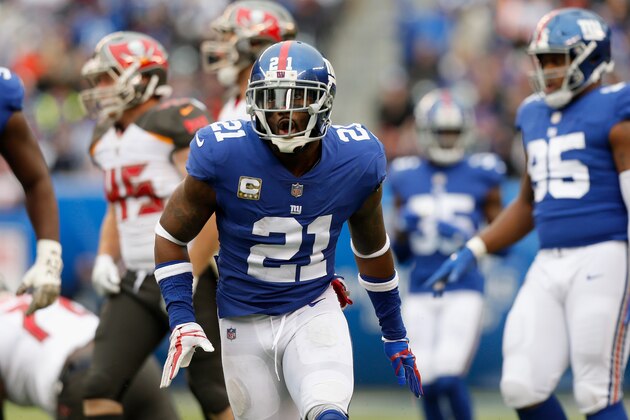 EAST RUTHERFORD, NJ - NOVEMBER 18:  (NEW YORK DAILIES OUT)   Landon Collins #21 of the New York Giants in action against the Tampa Bay Buccaneers on November 18, 2018 at MetLife Stadium in East Rutherford, New Jersey. The Giants defeated the Buccaneers 38-35.  (Photo by Jim McIsaac/Getty Images)