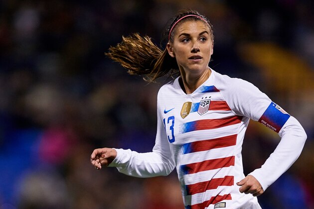 ALICANTE, SPAIN - JANUARY 22: Alex Morgan of The United States Women looks on during the International Friendly game between Spain Women and The United States Women at Estadio Jose Rico Perez on January 22, 2019 in Alicante, Spain. (Photo by David Aliaga/MB Media/Getty Images)