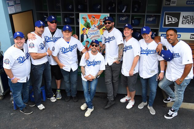 LOS ANGELES, CA - JUNE 16: The cast of the  'The Sandlot' celebrate the movie's 25th anniversary with a special reunion before the game between the Los Angeles Dodgers and the San Francisco Giants at Dodger Stadium on June 16, 2018 in Los Angeles, California.  (Photo by Jayne Kamin-Oncea/Getty Images)