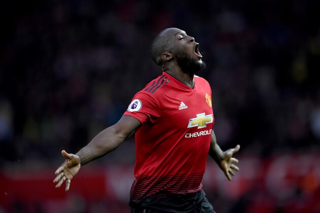 MANCHESTER, ENGLAND - MARCH 02: Romelu Lukaku of Manchester United celebrates after scoring his team's second goal during the Premier League match between Manchester United and Southampton FC at Old Trafford on March 02, 2019 in Manchester, United Kingdom. (Photo by Shaun Botterill/Getty Images)