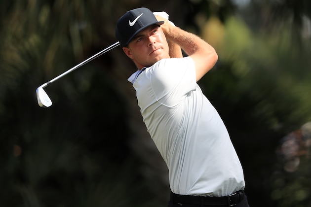 PALM BEACH GARDENS, FLORIDA - MARCH 03:  Keith Mitchell plays his shot from the seventh tee during the final round of the Honda Classic at PGA National Resort and Spa on March 03, 2019 in Palm Beach Gardens, Florida. (Photo by Sam Greenwood/Getty Images)