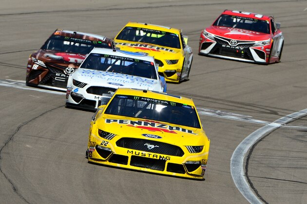 LAS VEGAS, NV - MARCH 03:   Joey Logano, driver of the #22 Pennzoil Ford, drives during the Monster Energy NASCAR Cup Series Pennzoil Oil 400 at Las Vegas Motor Speedway on March 3, 2019 in Las Vegas, Nevada.  (Photo by Robert Laberge/Getty Images)