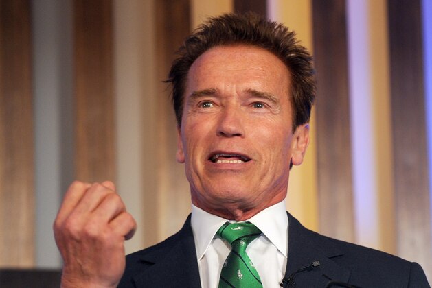 Former Governor of California Arnold Schwarzenegger speaks during the Delhi Sustainable Development Summit in New Delhi on February 2, 2012. The 12th edition of the Delhi Sustainable Development Summit focusing on the theme, 'Protecting the Global Commons: 20 Years Post Rio', was inaugurated by Indian Prime Minister Manmohan Singh. AFP PHOTO / Prakash SINGH (Photo credit should read PRAKASH SINGH/AFP/Getty Images)