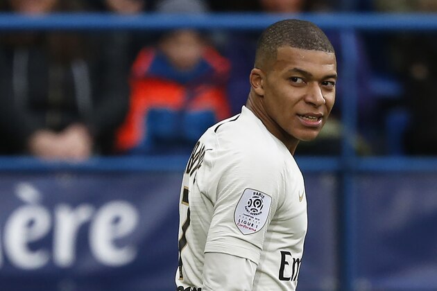 Paris Saint-Germain's French forward Kylian Mbappe reacts  during the French L1 football match between Caen (SMC) and Paris Saint-Germain (PSG) at the Michel d'Ornano Satdium in Caen, northwestern France, on March 2, 2019. (Photo by CHARLY TRIBALLEAU / AFP)        (Photo credit should read CHARLY TRIBALLEAU/AFP/Getty Images)