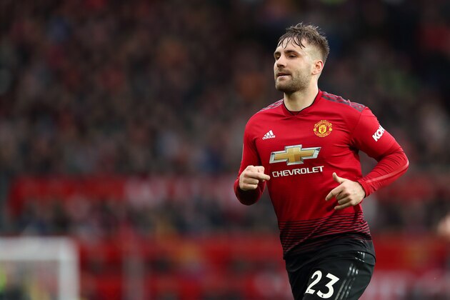 MANCHESTER, ENGLAND - MARCH 02: Luke Shaw of Manchester United during the Premier League match between Manchester United and Southampton FC at Old Trafford on March 2, 2019 in Manchester, United Kingdom. (Photo by James Williamson - AMA/Getty Images)