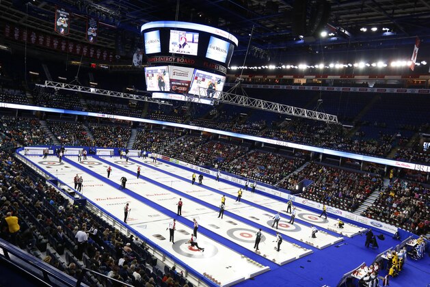 CALGARY, AB - MARCH 1: Draw 4 of the Canadian Men's Curling Championships takes place during the Tim Horton's Brier at the Scotiabank Saddledome on March 1, 2015 in Calgary, Alberta, Canada. (Photo by Todd Korol/Getty Images)