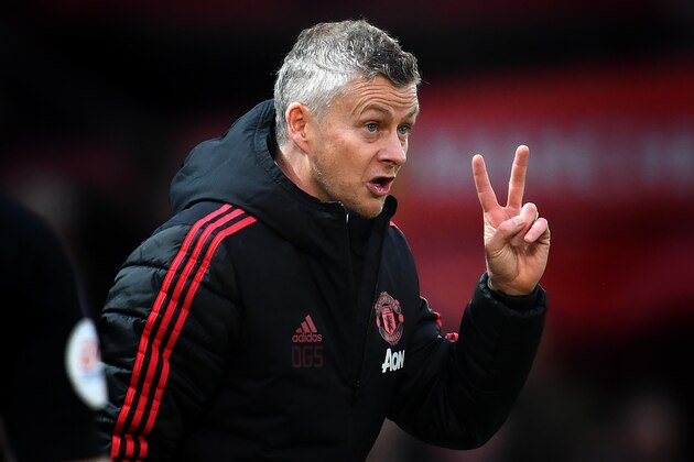 MANCHESTER, ENGLAND - MARCH 02:  Ole Gunnar Solskjaer of Manchester United gesticulates during the Premier League match between Manchester United and Southampton FC at Old Trafford on March 02, 2019 in Manchester, United Kingdom. (Photo by Clive Mason/Getty Images)