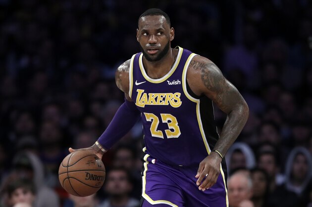 Los Angeles Lakers' LeBron James during an NBA basketball game against the New Orleans Pelicans Wednesday, Feb. 27, 2019, in Los Angeles. (AP Photo/Marcio Jose Sanchez)