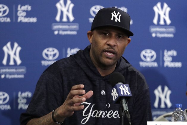 New York Yankees starting pitcher CC Sabathia speaks during a news conference at the New York Yankees spring training baseball facility, Saturday, Feb. 16, 2019, in Tampa, Fla. Sabathia announced he will retire after the 2019 season.(AP Photo/Lynne Sladky)