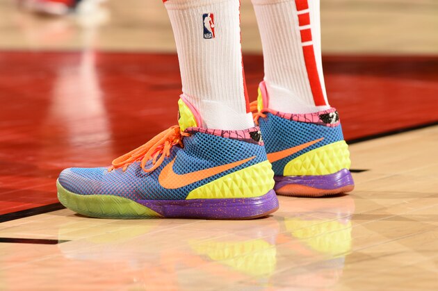 TORONTO, CANADA - MARCH 5: The sneakers of PJ Tucker #17 of the Houston Rockets during the game against the Toronto Raptors on March 5, 2019 at Scotiabank Arena in Toronto, Ontario, Canada. NOTE TO USER: User expressly acknowledges and agrees that, by downloading and/or using this photograph, user is consenting to the terms and conditions of the Getty Images License Agreement. Mandatory Copyright Notice: Copyright 2019 NBAE (Photo by Ron Turenne/NBAE via Getty Images)
