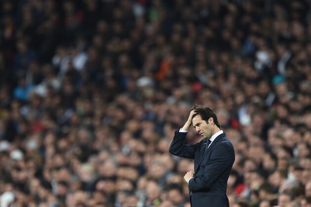 MADRID, SPAIN - MARCH 05: Santiago Solari, Manager of Real Madrid reacts during the UEFA Champions League Round of 16 Second Leg match between Real Madrid and Ajax at Bernabeu on March 05, 2019 in Madrid, Spain. (Photo by Denis Doyle/Getty Images)