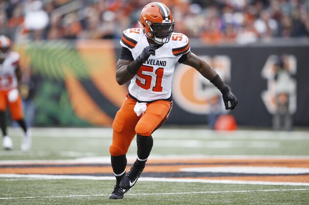 CINCINNATI, OH - NOVEMBER 25: Jamie Collins Sr. #51 of the Cleveland Browns in action during the game against the Cincinnati Bengals at Paul Brown Stadium on November 25, 2018 in Cincinnati, Ohio. Cleveland won 35-20. (Photo by Joe Robbins/Getty Images)