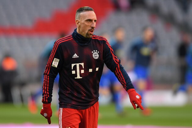 Bayern Munich's French midfielder Franck Ribery takes part in the warm up session before the German first division Bundesliga football match Bayern Munich vs Hertha Berlin in Munich on February 23, 2019. (Photo by Christof STACHE / AFP) / DFL REGULATIONS PROHIBIT ANY USE OF PHOTOGRAPHS AS IMAGE SEQUENCES AND/OR QUASI-VIDEO        (Photo credit should read CHRISTOF STACHE/AFP/Getty Images)