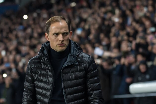 PARIS, FRANCE - MARCH 06: head coach Thomas Tuchel of Paris Saint-Germain looks on during the UEFA Champions League Round of 16 Second Leg match between Paris Saint-Germain and Manchester United at Parc des Princes on March 6, 2019 in Paris, France. (Photo by TF-Images/Getty Images)