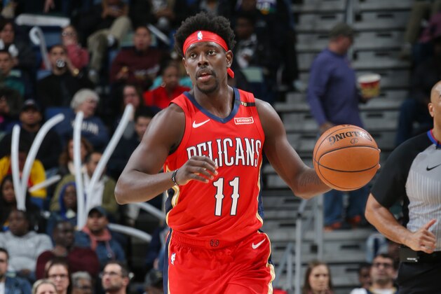 NEW ORLEANS, LA - MARCH 6: Jrue Holiday #11 of the New Orleans Pelicans dribbles the ball during the game against the Utah Jazz on March 6, 2019 at the Smoothie King Center in New Orleans, Louisiana. NOTE TO USER: User expressly acknowledges and agrees that, by downloading and or using this Photograph, user is consenting to the terms and conditions of the Getty Images License Agreement. Mandatory Copyright Notice: Copyright 2019 NBAE (Photo by Layne Murdoch Jr./NBAE via Getty Images)