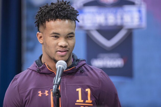INDIANAPOLIS, IN - MARCH 1: Kyler Murray #QB11 of the Oklahoma Sooners is seen at the 2019 NFL Combine at Lucas Oil Stadium on March 1, 2019 in Indianapolis, Indiana. (Photo by Michael Hickey/Getty Images)