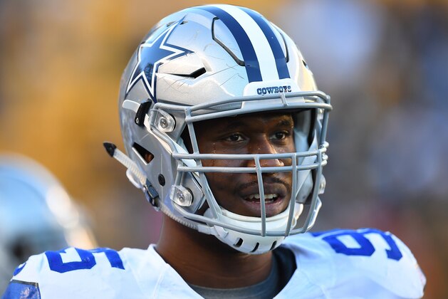 PITTSBURGH, PA - NOVEMBER 13:  David Irving #95 of the Dallas Cowboys warms up prior to the game against the Pittsburgh Steelers at Heinz Field on November 13, 2016 in Pittsburgh, Pennsylvania. (Photo by Joe Sargent/Getty Images) *** Local Caption ***