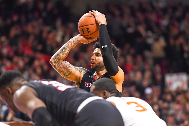LUBBOCK, TX - MARCH 04: Brandone Francis #1 of the Texas Tech Red Raiders shoots a free throw during the game against the Texas Longhorns on March 4, 2019 at United Supermarkets Arena in Lubbock, Texas. Texas Tech defeated Texas 70-51. (Photo by John Weast/Getty Images)