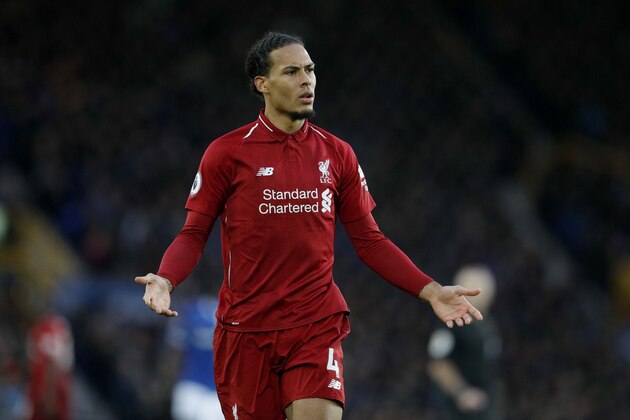 LIVERPOOL, ENGLAND - MARCH 03: Virgil van Dijk of Liverpool during the Premier League match between Everton FC and Liverpool FC at Goodison Park on March 03, 2019 in Liverpool, United Kingdom. (Photo by Malcolm Couzens/Getty Images)