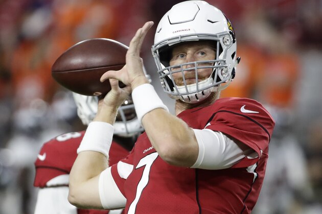 Arizona Cardinals quarterback Mike Glennon (7) during the first half of a preseason NFL football game against the Denver Broncos, Thursday, Aug. 30, 2018, in Glendale, Ariz. (AP Photo/Rick Scuteri)