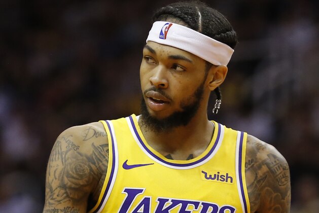 Los Angeles Lakers forward Brandon Ingram (14) in the second half during an NBA basketball game against the Phoenix Suns, Saturday, March 2, 2019, in Phoenix. The Suns defeated the Lakers 118-109.(AP Photo/Rick Scuteri)