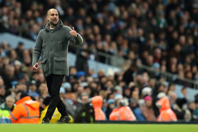 MANCHESTER, ENGLAND - MARCH 09: Manchester City manager Pep Guardiola during the Premier League match between Manchester City and Watford FC at Etihad Stadium on March 9, 2019 in Manchester, United Kingdom. (Photo by James Williamson - AMA/Getty Images)