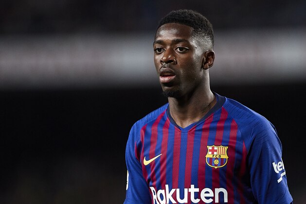 BARCELONA, SPAIN - MARCH 09: Ousmane Dembele of FC Barcelona looks on during the La Liga match between FC Barcelona and Rayo Vallecano de Madrid at Camp Nou on March 09, 2019 in Barcelona, Spain. (Photo by Quality Sport Images/Getty Images)