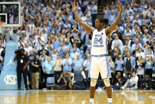 CHAPEL HILL, NORTH CAROLINA - MARCH 09: Kenny Williams #24 of the North Carolina Tar Heels reacts after a play against the Duke Blue Devils during their game at Dean Smith Center on March 09, 2019 in Chapel Hill, North Carolina. (Photo by Streeter Lecka/Getty Images)