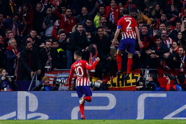 MADRID, SPAIN - FEBRUARY 20: Diego Godin of Atletico Madrid celebrates after scoring his team's second goal during the UEFA Champions League Round of 16 First Leg match between Club Atletico de Madrid and Juventus at Estadio Wanda Metropolitano on February 20, 2019 in Madrid, Spain. (Photo by TF-Images/TF-Images via Getty Images)
