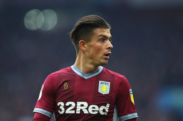 BIRMINGHAM, ENGLAND - NOVEMBER 25:  Jack Grealish of Aston Villa looks on during the Sky Bet Championship match between Aston Villa and Birmingham City at Villa Park on November 25, 2018 in Birmingham, England.  (Photo by Alex Livesey - Danehouse/Getty Images)