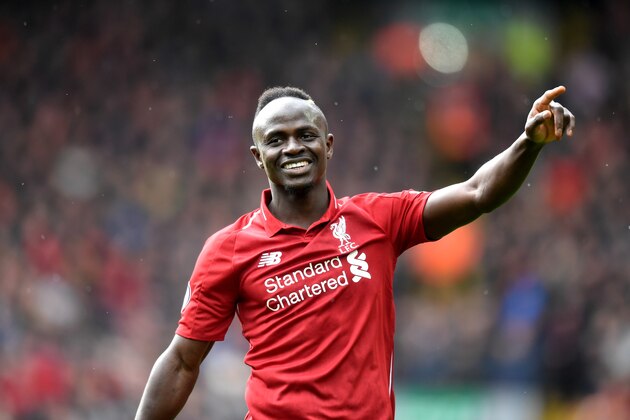 LIVERPOOL, ENGLAND - MARCH 10: Sadio Mane of Liverpool celebrates scoring his sides second goal during the Premier League match between Liverpool FC and Burnley FC at Anfield on March 10, 2019 in Liverpool, United Kingdom. (Photo by Michael Regan/Getty Images)