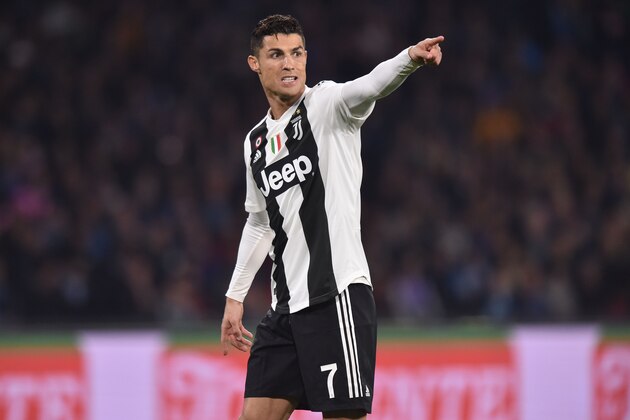 NAPLES, ITALY - MARCH 03: Cristiano Ronaldo of Juventus gestures during the Serie A match between SSC Napoli and Juventus at Stadio San Paolo on March 03, 2019 in Naples, Italy. (Photo by Tullio Puglia/Getty Images)