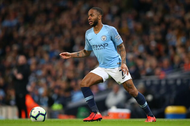 MANCHESTER, ENGLAND - MARCH 09: Raheem Sterling of Manchester City runs with the ball during the Premier League match between Manchester City and Watford FC at Etihad Stadium on March 09, 2019 in Manchester, United Kingdom. (Photo by Alex Livesey/Getty Images)