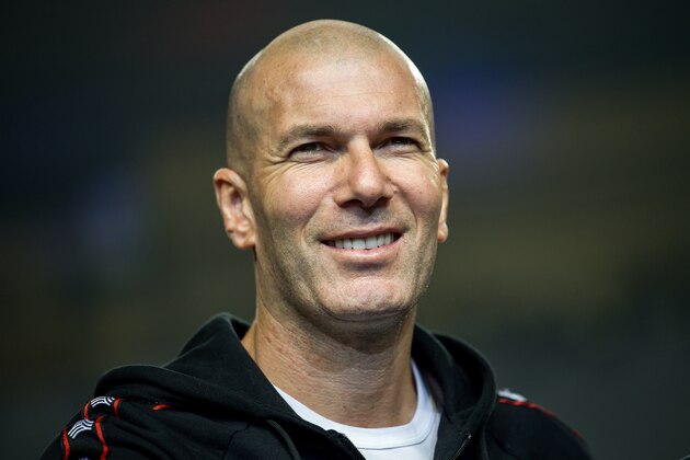 Former French football player Zinedine Zidane looks on during a promotional event for the Chinese University of Football Association in Guangzhou, in China's southern Guangdong province on November 30, 2018. (Photo by - / AFP) / China OUT        (Photo credit should read -/AFP/Getty Images)