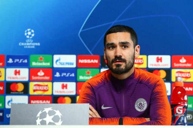 MANCHESTER, ENGLAND - MARCH 11: Ilkay Gundogan of Manchester City during the Manchester City Press Conference & Training Session ahead of their UEFA Champions League Round of 16 Second leg match against Schalke 04 at Manchester City Football Academy on March 11, 2019 in Manchester, England. (Photo by Robbie Jay Barratt - AMA/Getty Images)