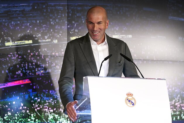 MADRID, SPAIN - MARCH 11: Zinedine Zidane, addresses the media after being announced as new Real Madrid head coach at Estadio Santiago Bernabeu on March 11, 2019 in Madrid, Spain. (Photo by Quality Sport Images/Getty Images)