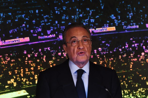 MADRID, SPAIN - MARCH 11: Florentino Perez, President of Real Madrid, at the announcement of Zinedine Zidane as new Real Madrid head coach at Estadio Santiago Bernabeu on March 11, 2019 in Madrid, Spain. Zinedine Zidane returns as Real Madrid manager just 10 months after leaving the Spanish club. (Photo by Denis Doyle/Getty Images)