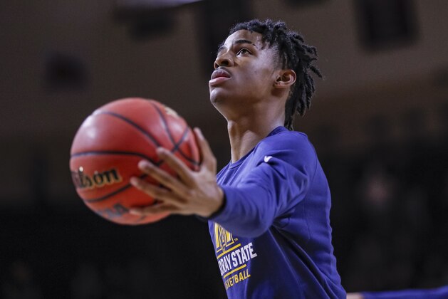 RICHMOND, KY - FEBRUARY 16: Ja Morant #12 of the Murray State Racers is seen before the game against the Eastern Kentucky Colonels at CFSB Center on February 16, 2019 in Murray, Kentucky. (Photo by Michael Hickey/Getty Images)