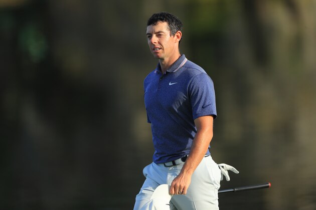 ORLANDO, FLORIDA - MARCH 10:  Rory McIlory of Northern Ireland walks up the 18th fairway during the final round of the Arnold Palmer Invitational Presented by Mastercard at the Bay Hill Club on March 10, 2019 in Orlando, Florida. (Photo by Sam Greenwood/Getty Images)