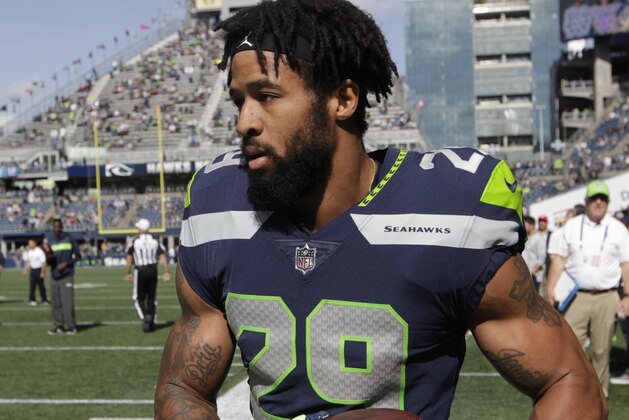 Seattle Seahawks free safety Earl Thomas walks near the sideline during warmups before an NFL football game against Dallas Cowboys, Sunday, Sept. 23, 2018, in Seattle. (AP Photo/John Froschauer)