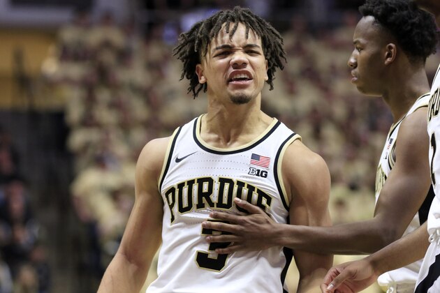 WEST LAFAYETTE, INDIANA - MARCH 02: Carsen Edwards #3 of the Purdue Boilermakers reacts after a play in the game against the Ohio State Buckeyes during the second half at Mackey Arena on March 02, 2019 in West Lafayette, Indiana. (Photo by Justin Casterline/Getty Images)