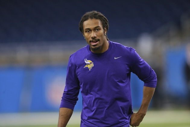 Minnesota Vikings cornerback Trae Waynes walks onto the field during pregame of an NFL football game, Sunday, Dec. 23, 2018, in Detroit. (AP Photo/Rey Del Rio)