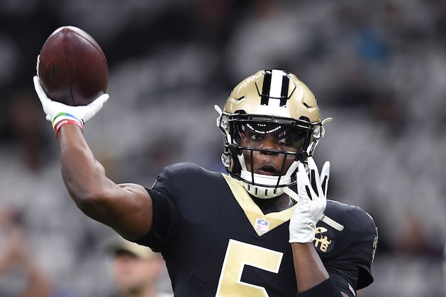 New Orleans Saints quarterback Teddy Bridgewater (5) warms up before an NFL football game against the Carolina Panthers in New Orleans, Sunday, Dec. 30, 2018. (AP Photo/Bill Feig) New Orleans Saints quarterback Teddy Bridgewater (5) warms up before an NFL football game against the Carolina Panthers in New Orleans, Sunday, Dec. 30, 2018. (AP Photo/Bill Feig)