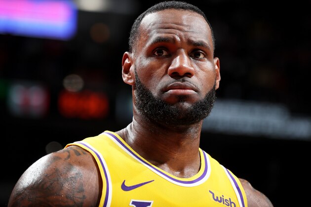 CHICAGO, IL - MARCH 12:  LeBron James #23 of the Los Angeles Lakers looks on against the Chicago Bulls on March 12, 2019 at the United Center in Chicago, Illinois. NOTE TO USER: User expressly acknowledges and agrees that, by downloading and or using this photograph, user is consenting to the terms and conditions of the Getty Images License Agreement.  Mandatory Copyright Notice: Copyright 2019 NBAE (Photo by Nathaniel S. Butler/NBAE via Getty Images)