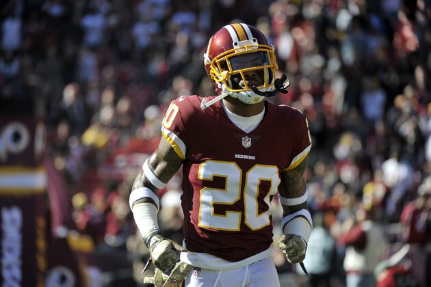 Washington Redskins free safety Ha Ha Clinton-Dix runs onto the field prior to an NFL football game against the Atlanta Falcons, Sunday, Nov. 4, 2018, in Landover, Md. (AP Photo/Mark Tenally)