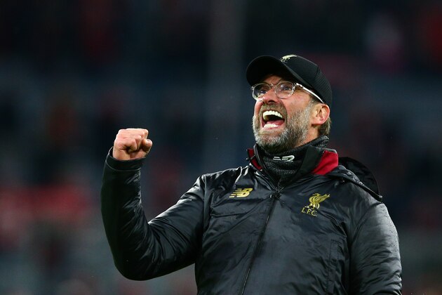 MUNICH, GERMANY - MARCH 13: Liverpool manager Jurgen Klopp celebrates after the UEFA Champions League Round of 16 Second Leg match between FC Bayern Muenchen and Liverpool at Allianz Arena on March 13, 2019 in Munich, Bavaria. (Photo by Craig Mercer/MB Media/Getty Images)